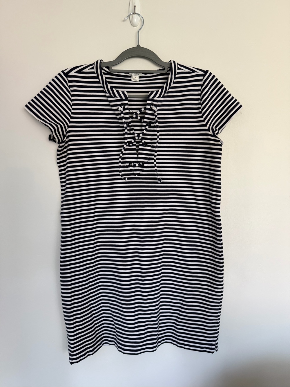 J.Crew Black & White Striped Lace-Up T-Shirt Dress Size Small